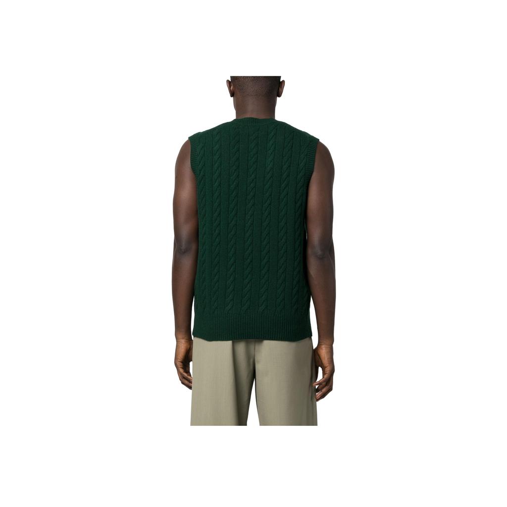 Polo Ralph Lauren Solid Color Cable Knit Sleeveless Sweater Men sweater Forest-Green 710917037-001