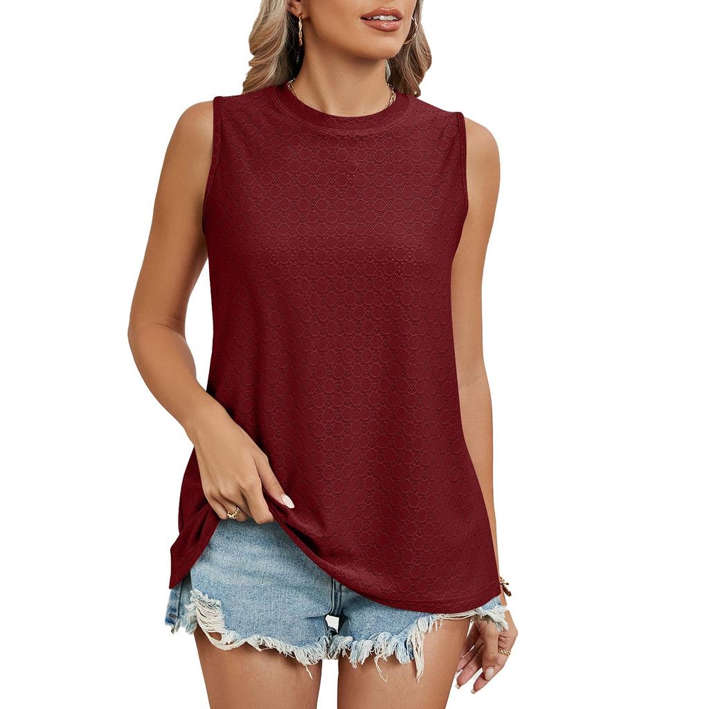 IHUASU Jaro/léto Tílko s potiskem s kulatým výstřihem Dámský top