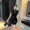 Skirt new high-end new Chinese sexy short golden velvet cheongsam slim versatile hip-wrapped bottoming dress