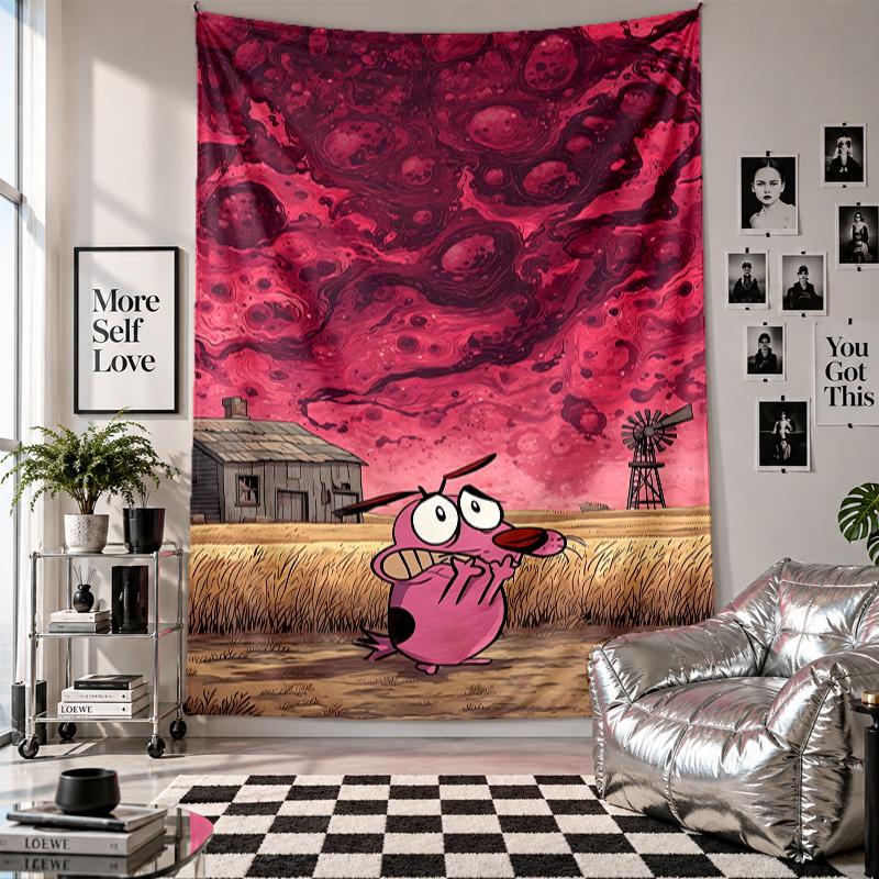 Wall TapestryCourage the Cowardly Dog Art Hanging Cloth Decorative Background Cover for Room Decoration