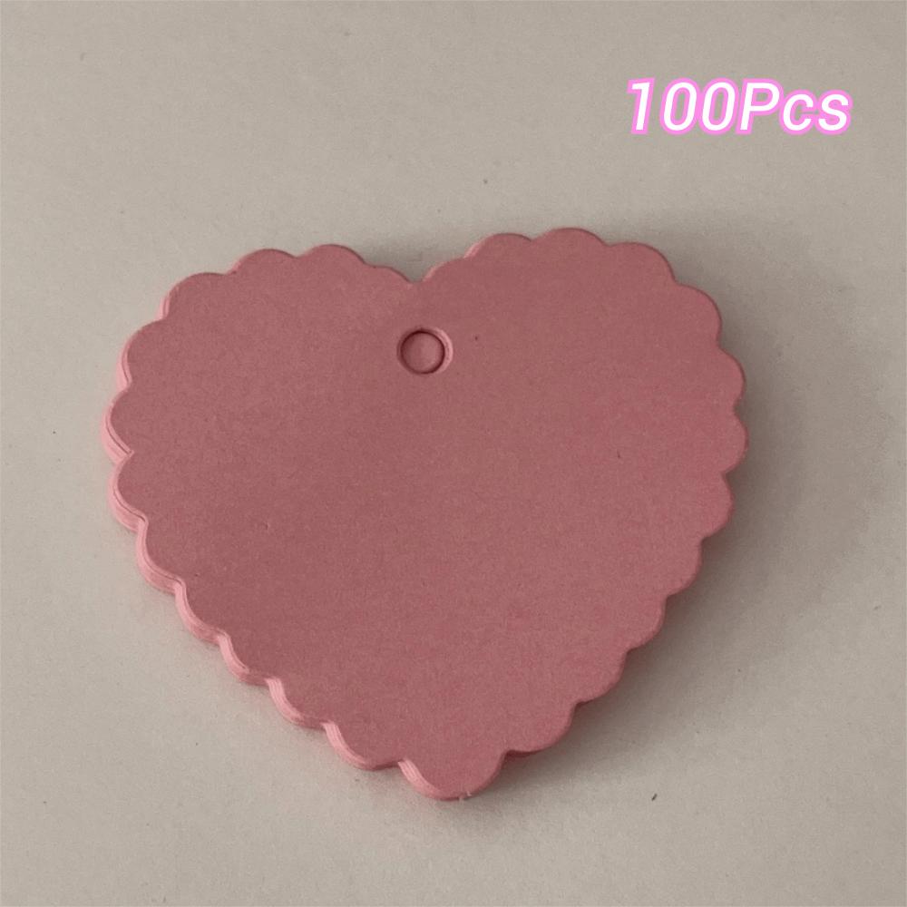 100pcs DIY Valentine's Day Tags Heart Shape Blank Red Pink Paper Gift Labels Hanging Decoration Heart Shaped Cards