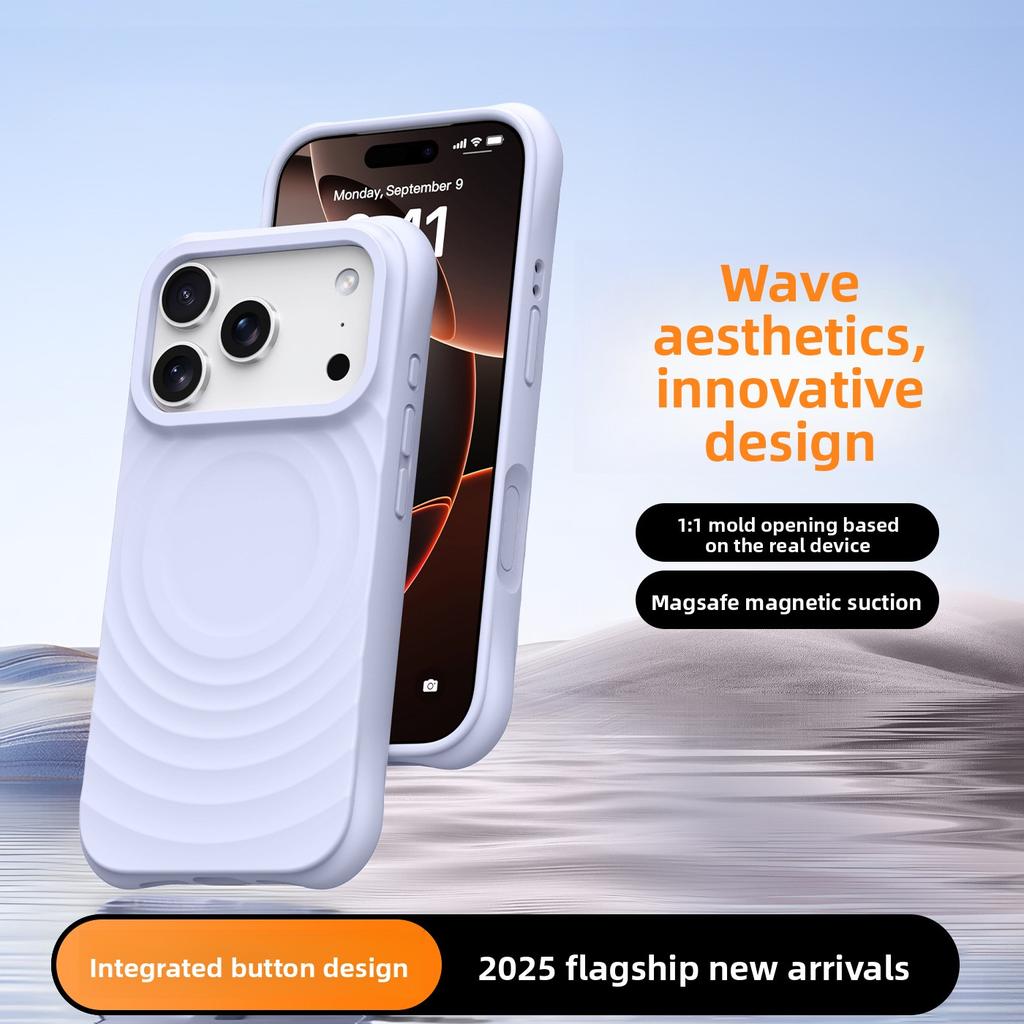 Capa Líquida de Silicone Magnética, Ondulada, para iPhone 17, Cobertura Total com Toque de Pele, Capa Protetora para Apple 16 Pro Max
