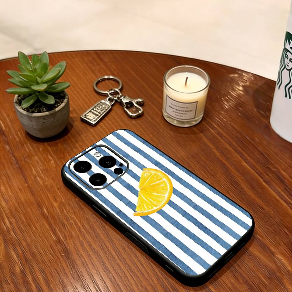 Lemon Cool Stripe Pattern Phone Case For iPhone 17, 16,15,14,13,12,11 Plus,Pro Max, Others Silicone Soft Black Cover