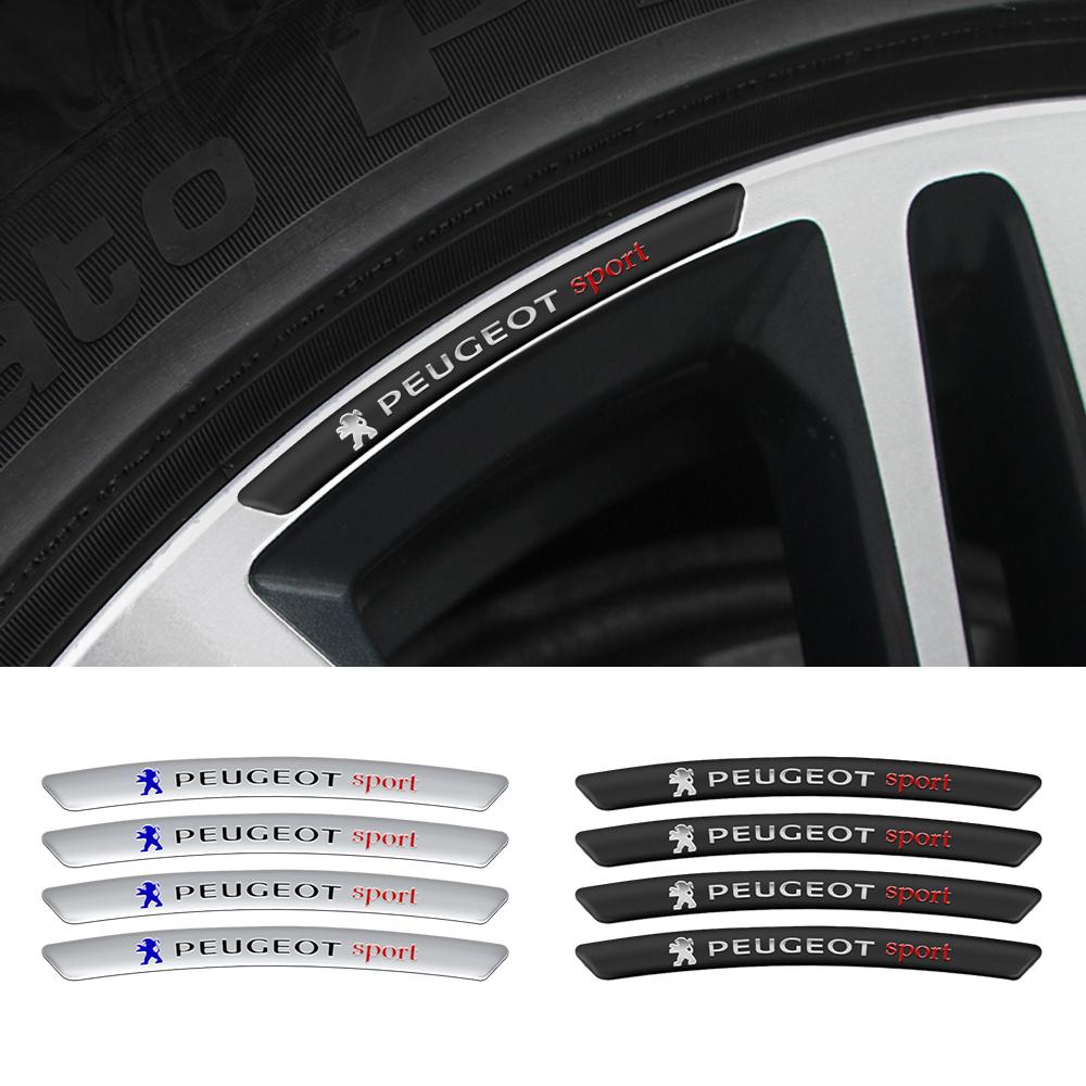 4 szt./zestaw Aluminiowe Felgi Kół Samochodowych Naklejki Wyścigowe Emblemat Dekoracja Samochodu Do Peugeot 308 307 206 208 207 508 2008 5008 407 3008