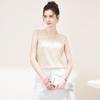 TUHUANG Elegant Mulberry Silk Blend Lace Round Neck Sleeveless Top