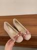 Gentle little fragrant Mary Jane shoes winter 2025 French gentle fairy inner heightening bow velvet single shoes
