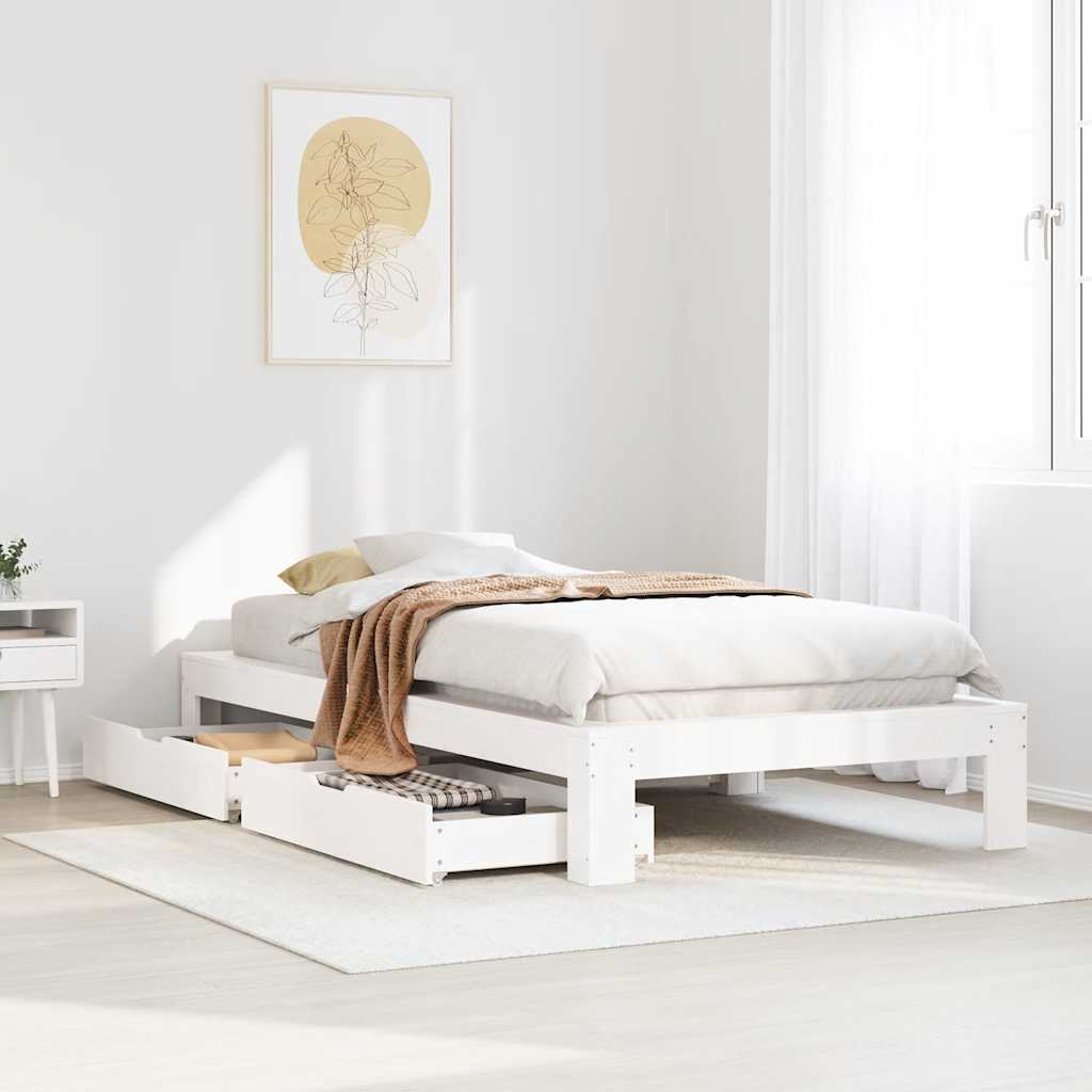 Vidaxl Rama Łóżka Bez Materaca, Biała, 90X200 Cm, Lite Drewno Sosnowe