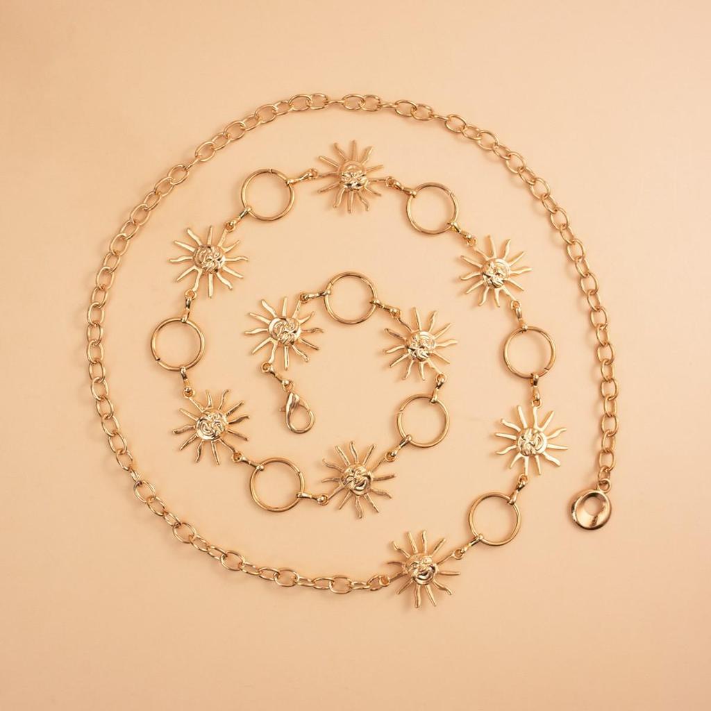 Cross-Border Metal Thorn Barbs Waist Chain: Punk Hip Hop Retro Exaggerated Women's Body Ring Chain