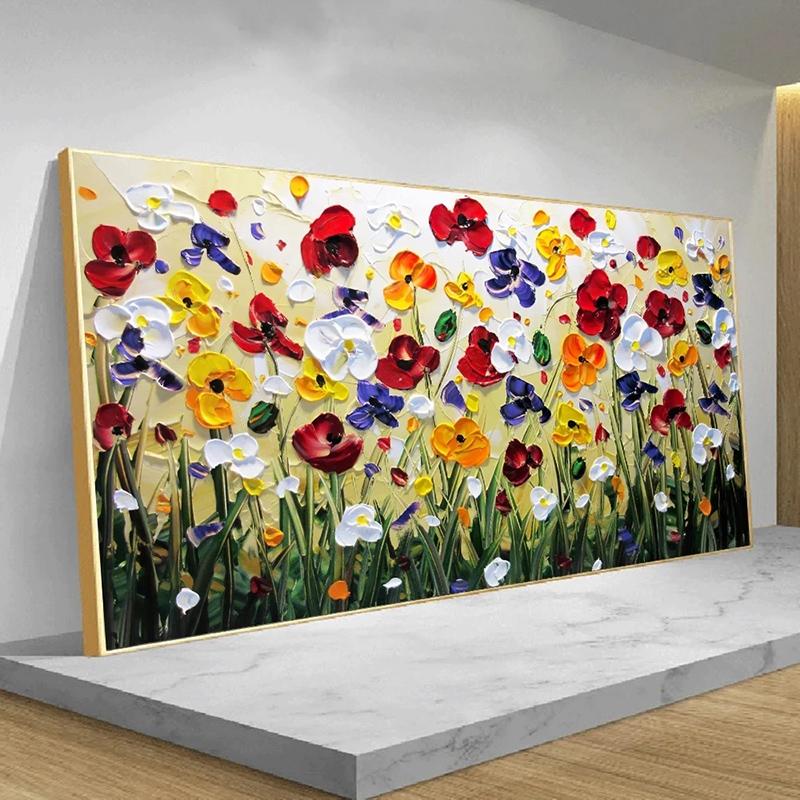 Abstract Flowers Oil Painting On Canvas Wall Art Posters And Prints Wall Pictures For Living Room Bedroom Nordic Art Home Decor