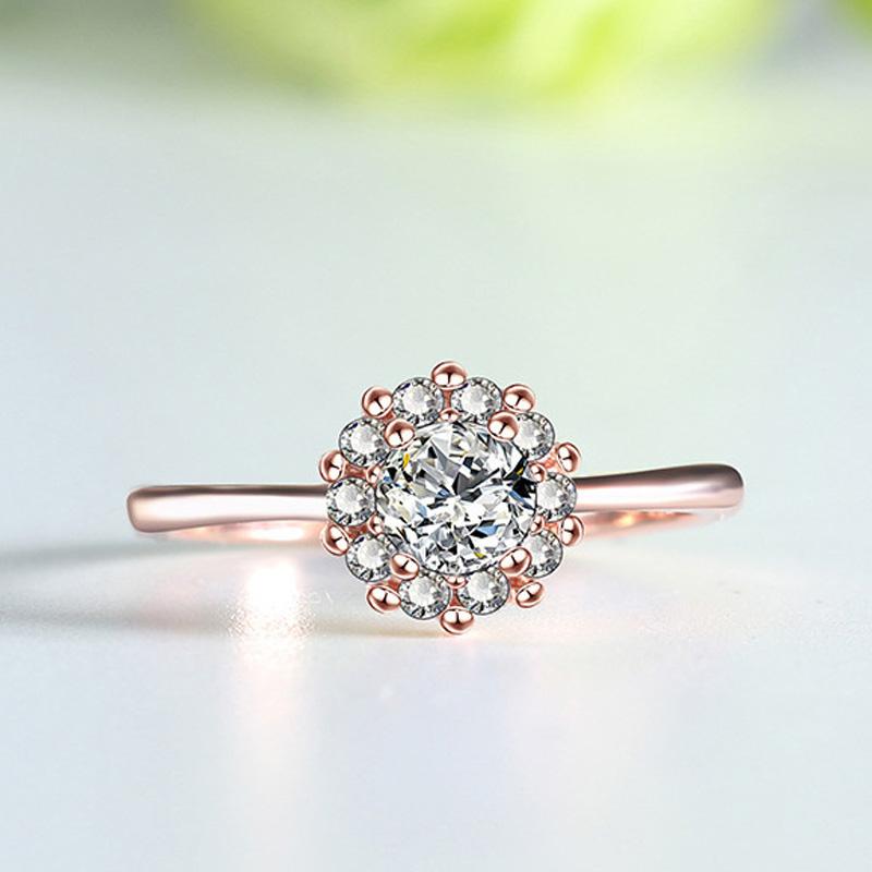 Luxury 18K White Gold Ring Original 2.0ct Zirconia Moissanite Wedding Band Silver   Women Love Gift