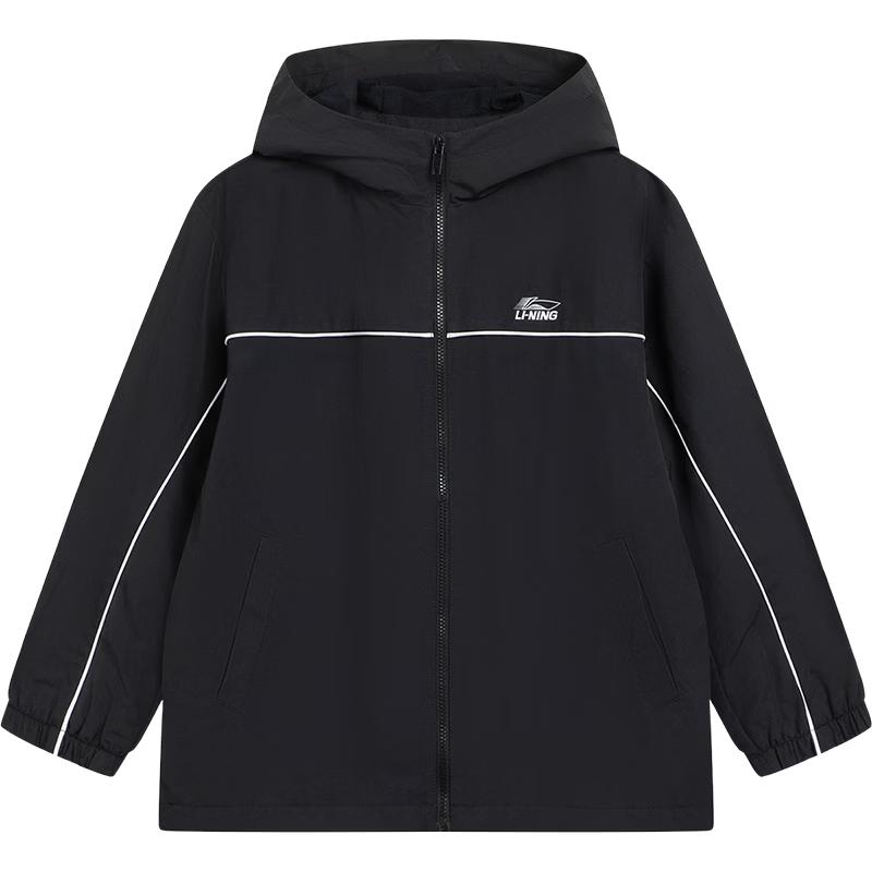 Li-Ning Boys Hooded Fleece-Lined Water-Repellent Windbreaker 150