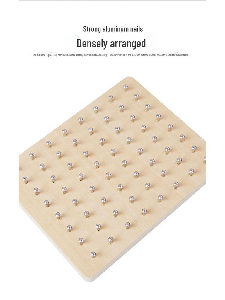 Montessori Nail Board Puzzle: Geometric Shapes & Colors Educational Toy for Early Childhood Cognitive Development.