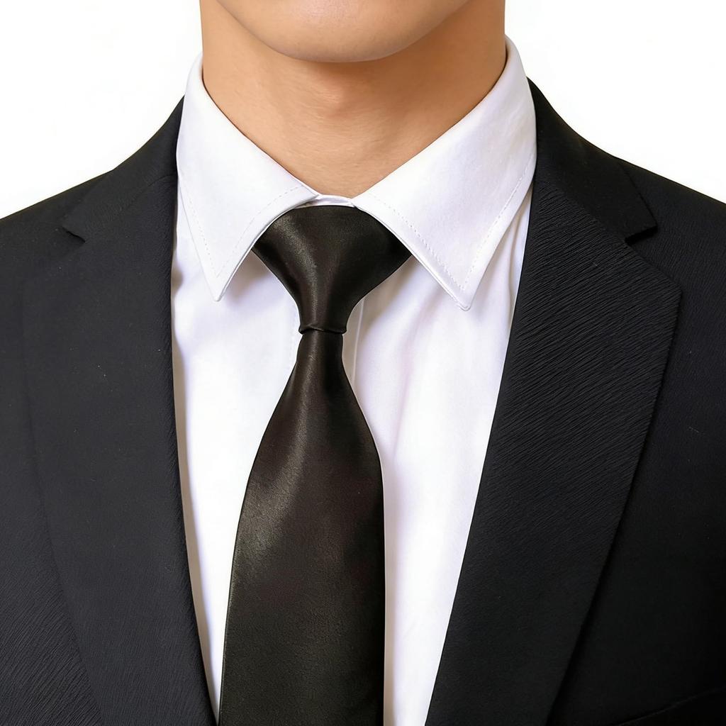 [DEVENTORZ] Men's Black Plain Tie, Hand-tied, for Formal Occasions, Funerals, Memorial Services, Wakes, and Other Mourning Occasions, with Tie and