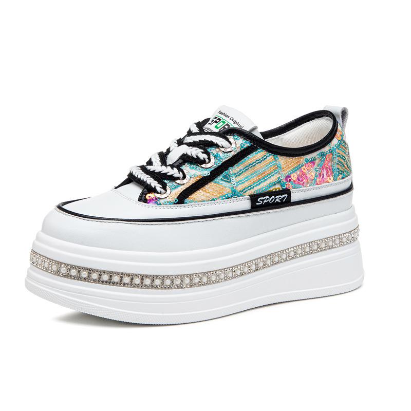 

8CM Korean Version Thick Soled Height Increasing Womens Shoes Spring Summer New Comfortable Breathable Mesh Sports Casual Shoes 40 чёрный