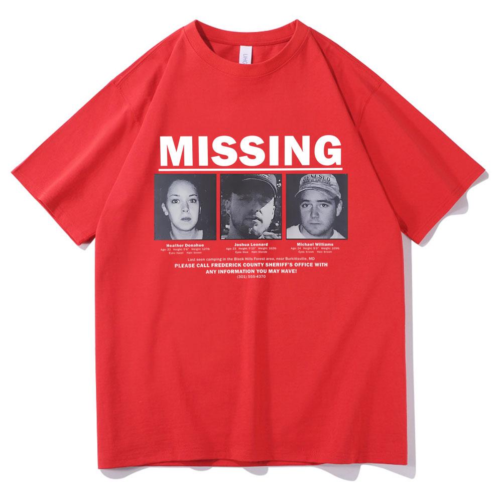 Film Horror Suspense The Blair Witch Project Mugshot Mancante T-shirt Uomo Donna Moda Vintage T-shirt Maschio Puro Cotone T-shirt