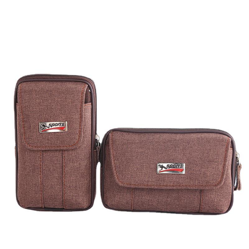 Men’s Leather & Canvas Multi-Style Waist Bag with Phone Holder