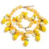Yhpup Frühling Sommer Stil Zitrone Charme Statement Halskette Armband Armband Set 2026 Blume Acryl Harz Kette Handgefertigter Schmuck