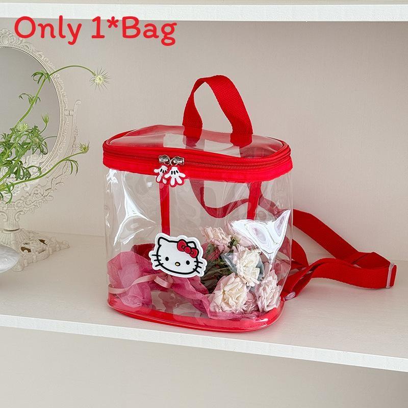 Hello Kitty Cat Pattern Transparent Kids Backpack With Breathable Pu Material For Kindergarten Children