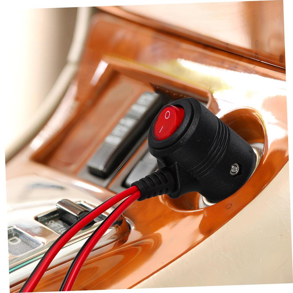 HEALEEP Cigarette Lighter Switch Cigarette Lighter Plug Splitter Car Charger Cord 2 Way Car Cigarette Lighter Adapter with Switch Black