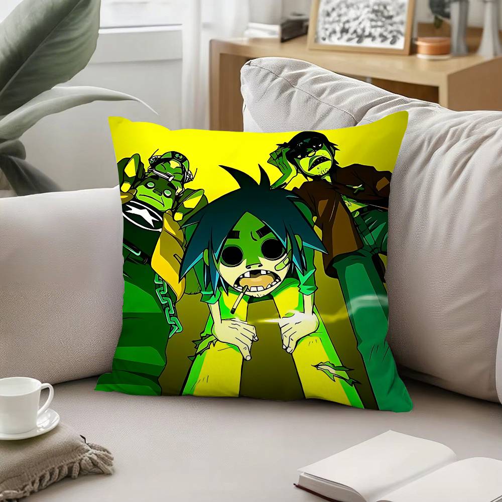 Band B-Gorillaz-W Örngott Kuddfodral Mjukt Sött Prydnadskudde För Bil Soffa Örngott Polyester Med Dragkedja