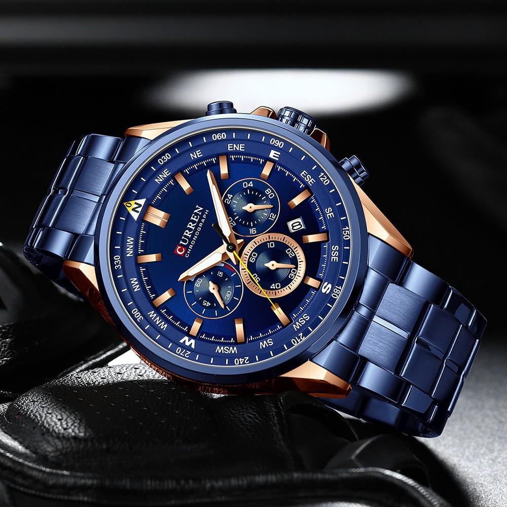 Curren 8399 Men's Multifunction Quartz Watch with Calendar, Large Dial, and Six Hands for Business