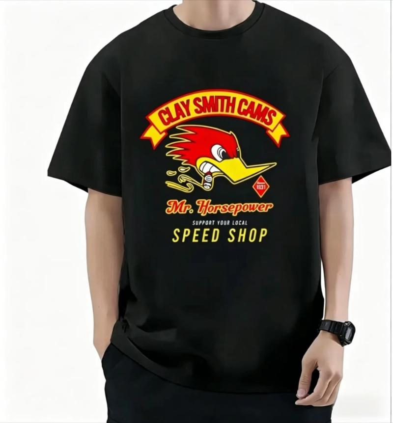 T-shirt Manches Courtes Unisexe Coton Impression Drapeau Américain Style Rétro Dessin Animé Oiseau Course Moto Mode Urbaine Décontractée