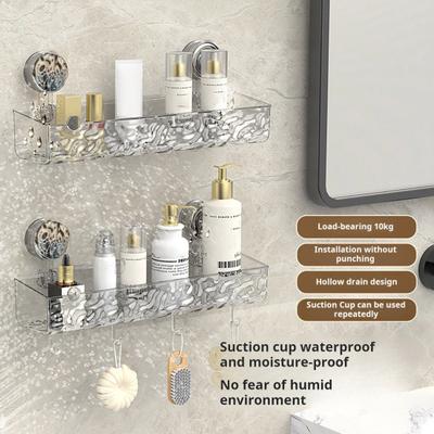 Bathroom Corner Storage Rack Transparent Triangle Shape Thick Punch-free Anti-slip Strong Suction