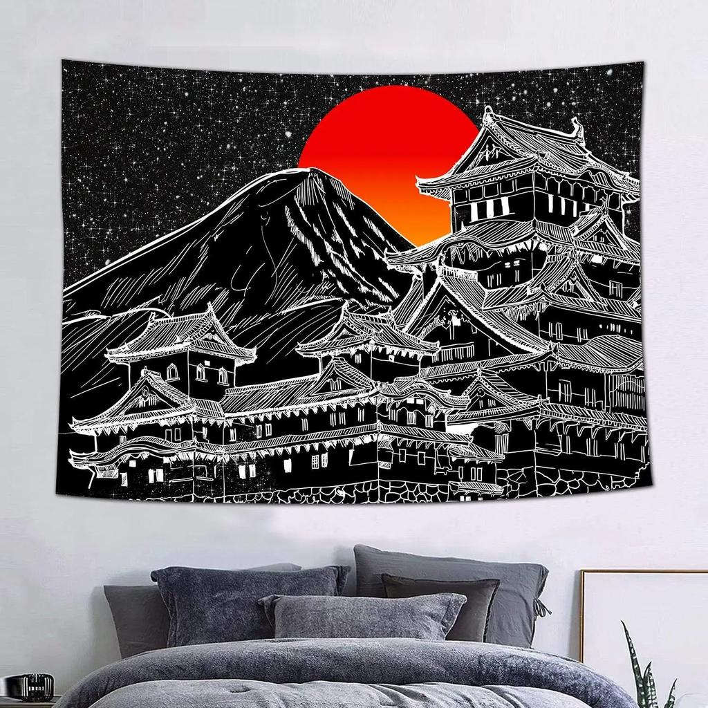 Tapestry Japanese Legend Wall Hanging Blanket Fuji Mountain Art Chinese style Print Tapestry 60x40inch Tokyo Natural