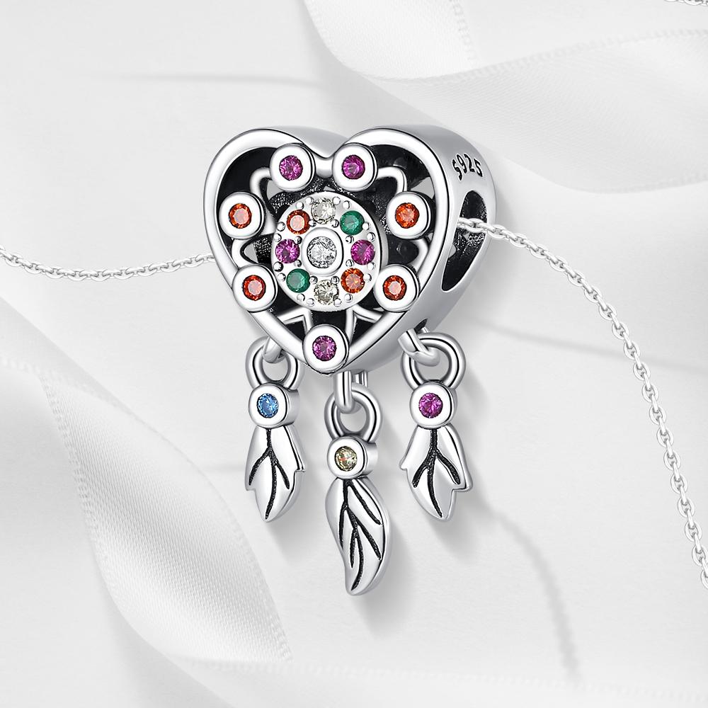 Ahthen Copper Beads Heart-Shaped Dreamcatcher Charm Suitable For Snake Chain Bracelets Necklaces For Women Jewelry Item Crafting