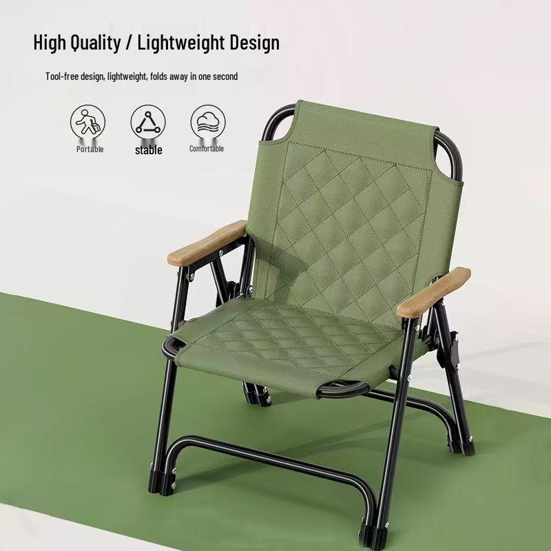Portable Outdoor Quilted Folding Chair with Reinforced Backrest