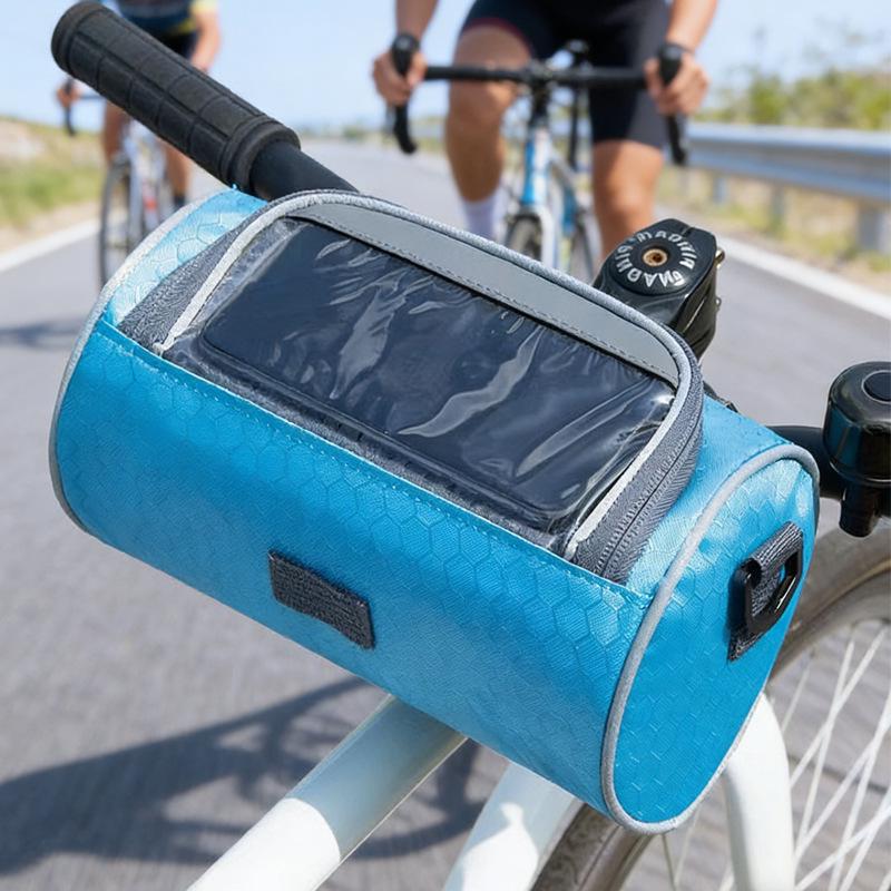 

Waterproof Mountain Bike Handlebar Bag with Touchscreen Phone Holder 22*13*13 cm синий