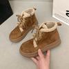 Retro high-top cotton shoes women's winter new velvet thickened lace-up Martin boots warm snow boots