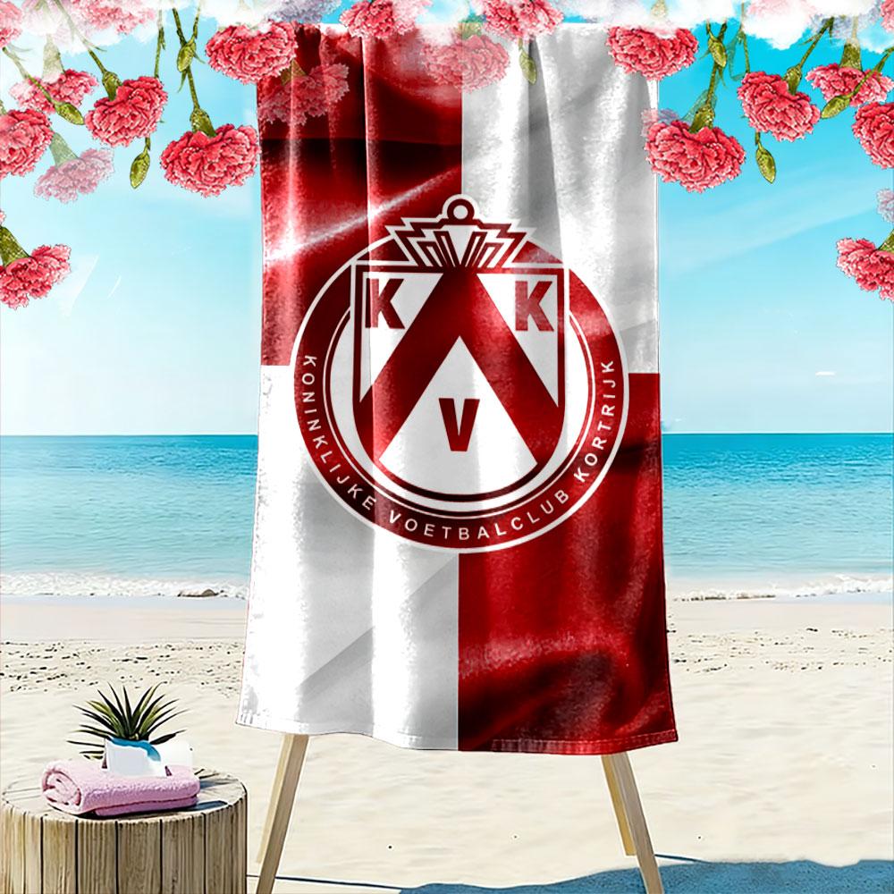 "Royal KV Kortrijk Red White Emblem" Patterned Beach Towel Quick Dry Perfect for Travel Outdoor Sports Jogging the Beach and Swimming