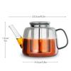 Easyworkz 1500ml Borosilicate Glass Teapot with Large Stainless Steel Strainer for Fruit, Herb, and Infusion Teas, Smoke Gray