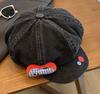 Japanese Ancient Feeling Apple Button Denim Octagonal Cloud Hat Female Korean Versatile Face Small Washed Beret