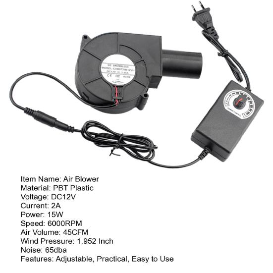 Camping BBQ Fan Air Blower 6000RPM Variable Speed Adjustable Low Noise Multifunctional Cooking Barbecue 7530 Electric Fan