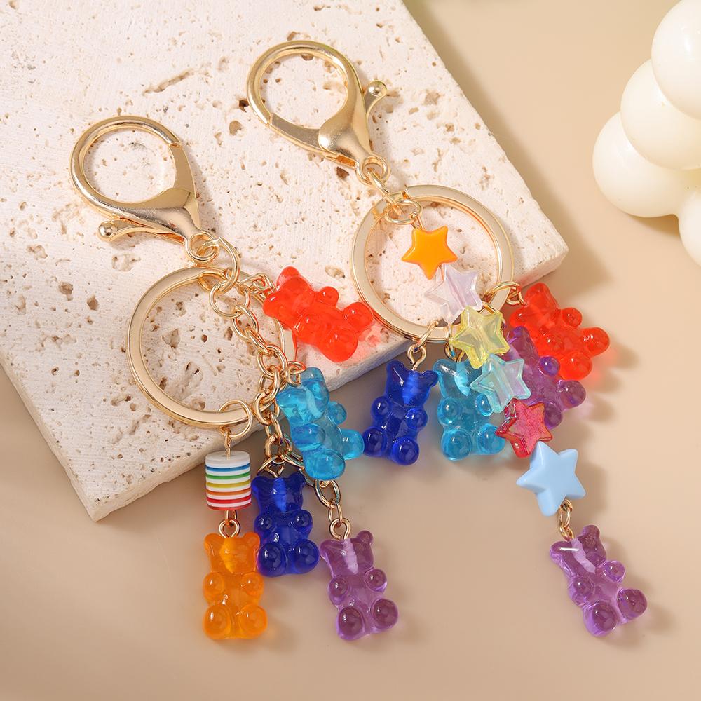 Cute Resin Gummy Bear Key Chain 3D Animal Key Ring Pendants for  Women Girls Handbag DIY Kid's Jewelry Gifts