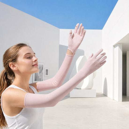 UV Protection Gloves, Full Finger Sun Protection Gloves, Cooling Arm Sleeves, Non-Slip Palm, Ultra Thin Summer Gloves for Women Driving Cycling Hiking