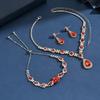 4PC Women's Fashion Water Drop Set Necklace Earrings Bracelet Zircon Set Suitable for Wedding, Party, Festival Gifts