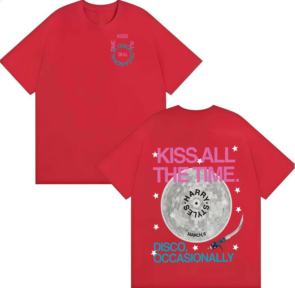 Harry Styles Kiss All The Time Disco Occasionally Graphics Tshirt Unisex Women Summer Cotton Clothing Short Sleeved Top