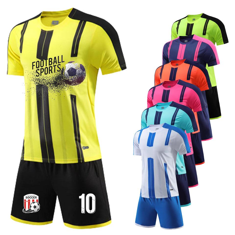 DIY Benutzerdefinierte Herren Kinder Fußballtrikot Anzug Schnelltrocknend Atmungsaktiv Club Schule Fußballmannschaft Trainingsuniformen 2-teilige Sportbekleidung 2023