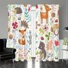 2pcs Cartoon Animal Fox Lion Giraffe Jungle Print Curtain For Bedroom Office Kitchen Blinds Living Room Floor Window Home Decor