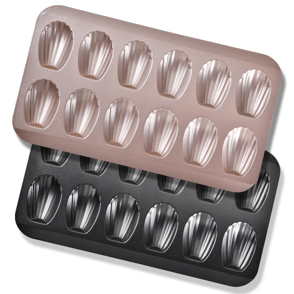 Non-Stick Stainless Steel French Shell 3D Cake Mold - 12-Cavity Baking Pan for Chiffon Pastry