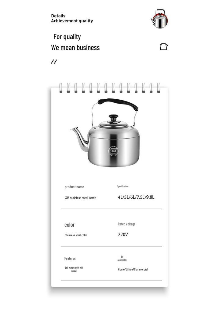 Large Capacity Stainless Steel Electric Kettle with Whistle, Auto Power Off, and Keep Warm Function for Office or Hotel Use