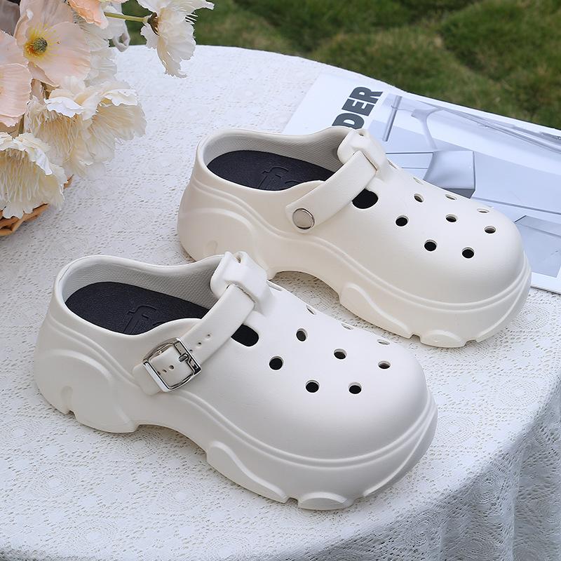 Kvinnor Ny Mode Trädgårdsskor För Dam Högklackade Platå Strand Sandaler Sommar Utomhus Tjocksulade Slitstarka Tofflor