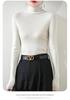 Women's Slim-Fit High-Neck Wool Sweater - Soft, Seamless Knit Base Layer for Autumn/Winter