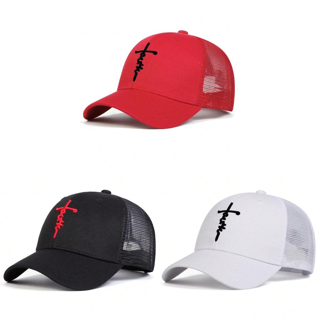 Cotton Embroidered Cross Baseball Cap For Men Women Casual Summer Accessory