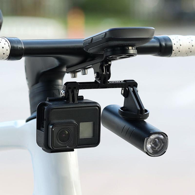 Bicycle Computer Camera Mount Holder Dual Twin Mount Adapter Extended Out Front Bike Mount for Action Camera Bicycle Light