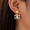 Daisy Jewelry: Imitation Pearl & Rhinestone CC Pendant Earrings for Women's Daily Wear