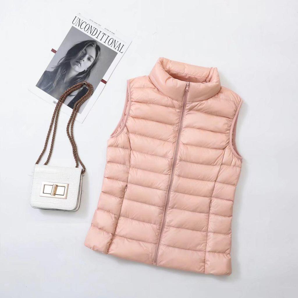 Women's Lightweight Short Down Vest - Sleeveless Winter Outerwear Jacket